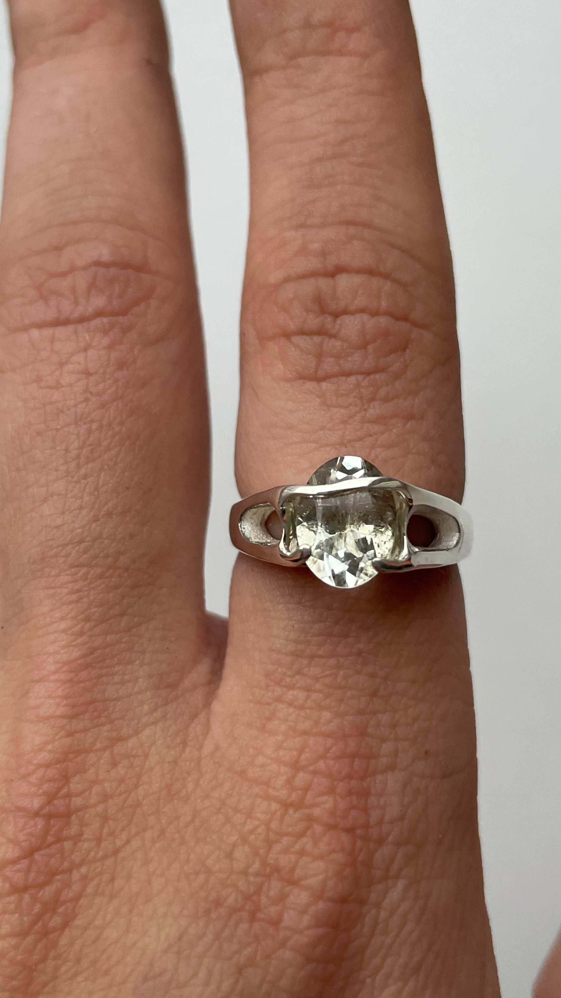 Green Amethyst Silver Ring