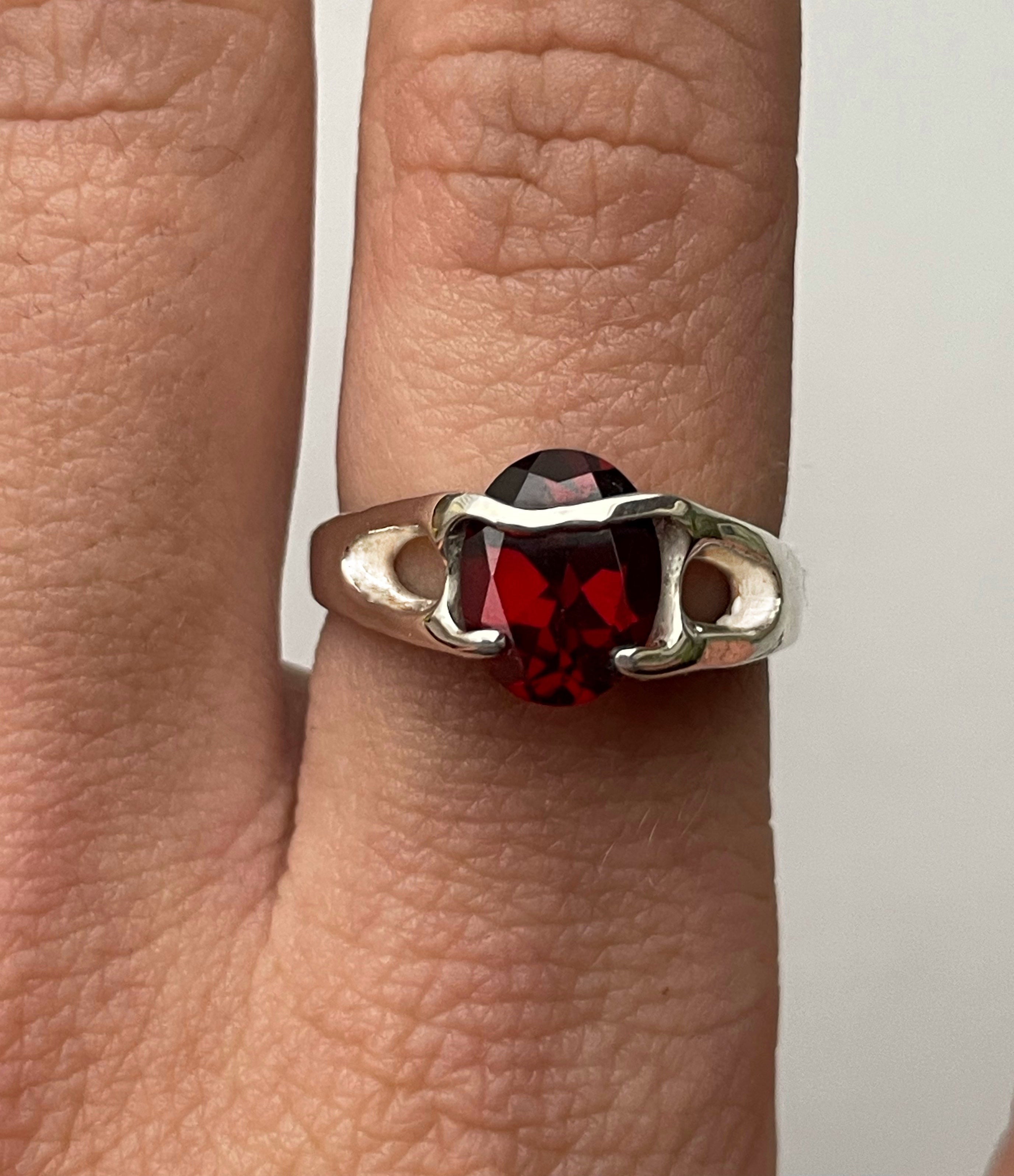 Red Garnet Silver Ring
