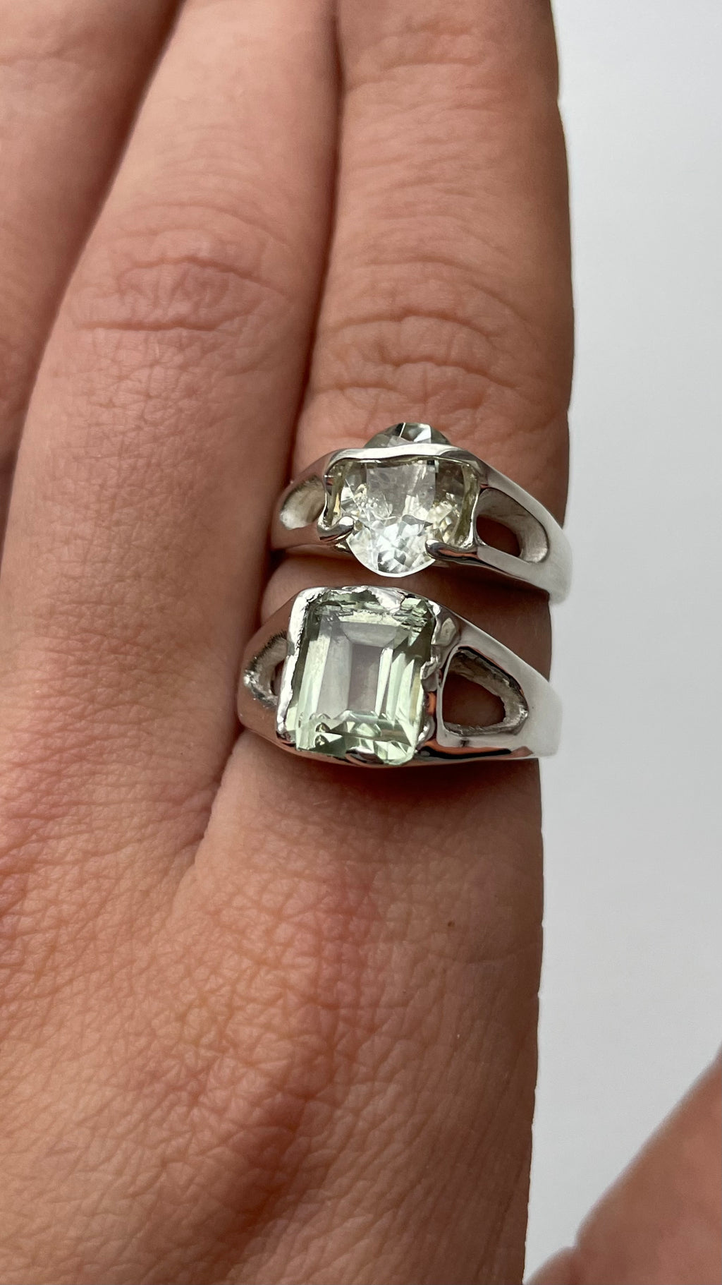 Green Amethyst Silver Ring