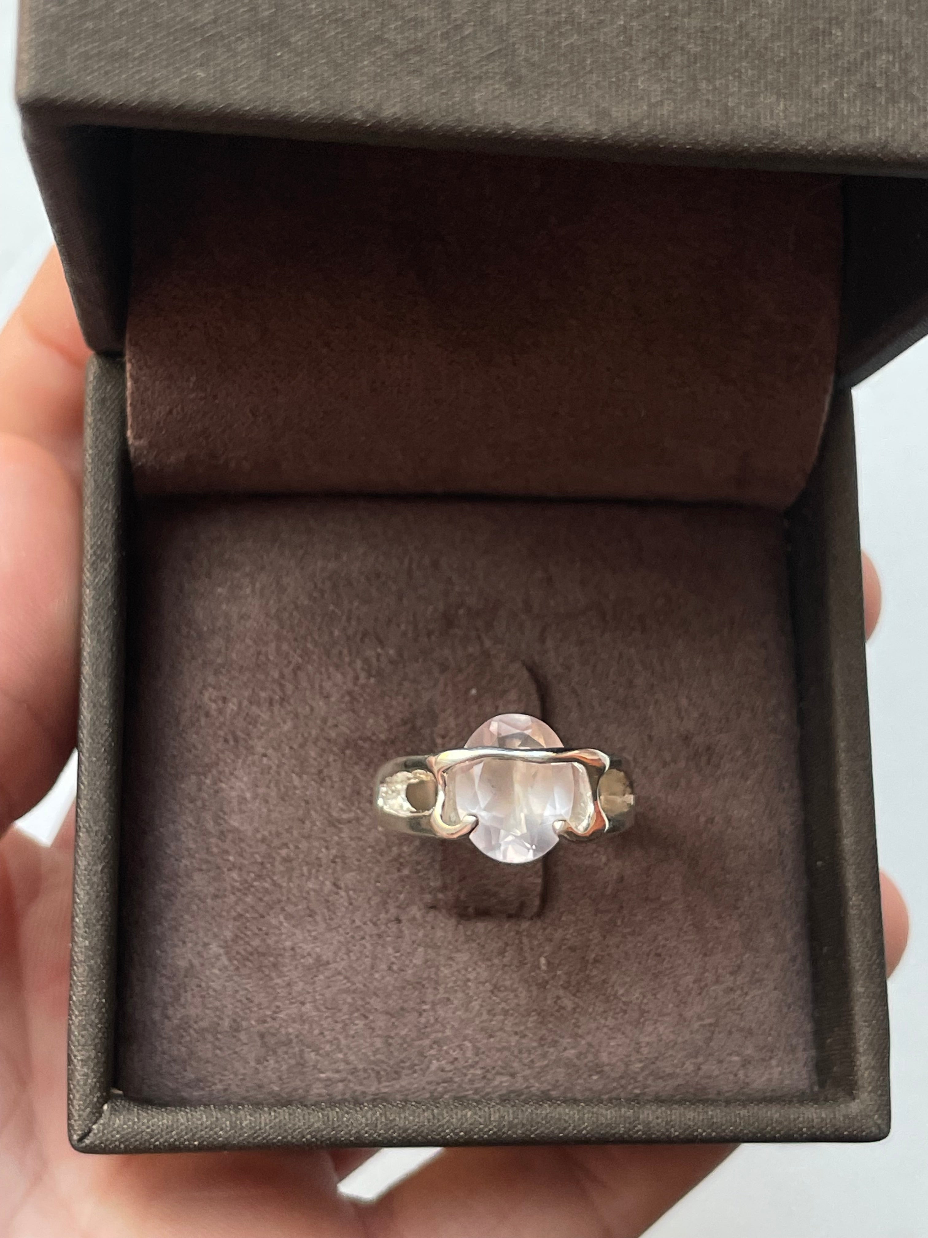 Bespoke Pink quartz Silver ring