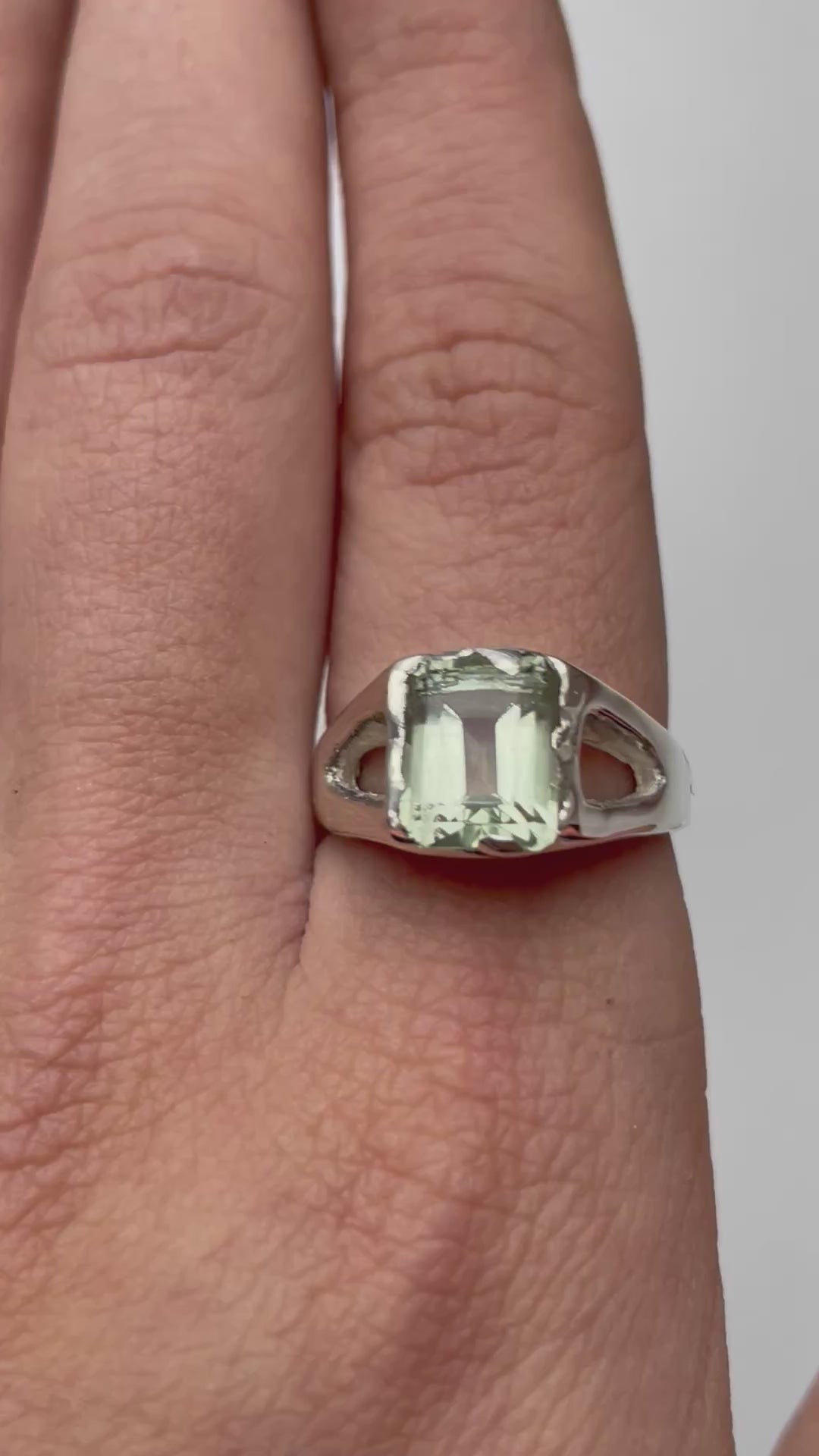 Green Amethyst Silver Ring